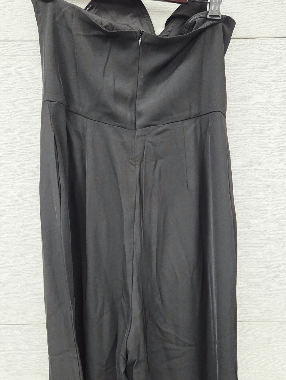 Strapless  Modern Nwot Large Black Wide-Leg Jumpsuit W Pockets - Picture 5 of 8